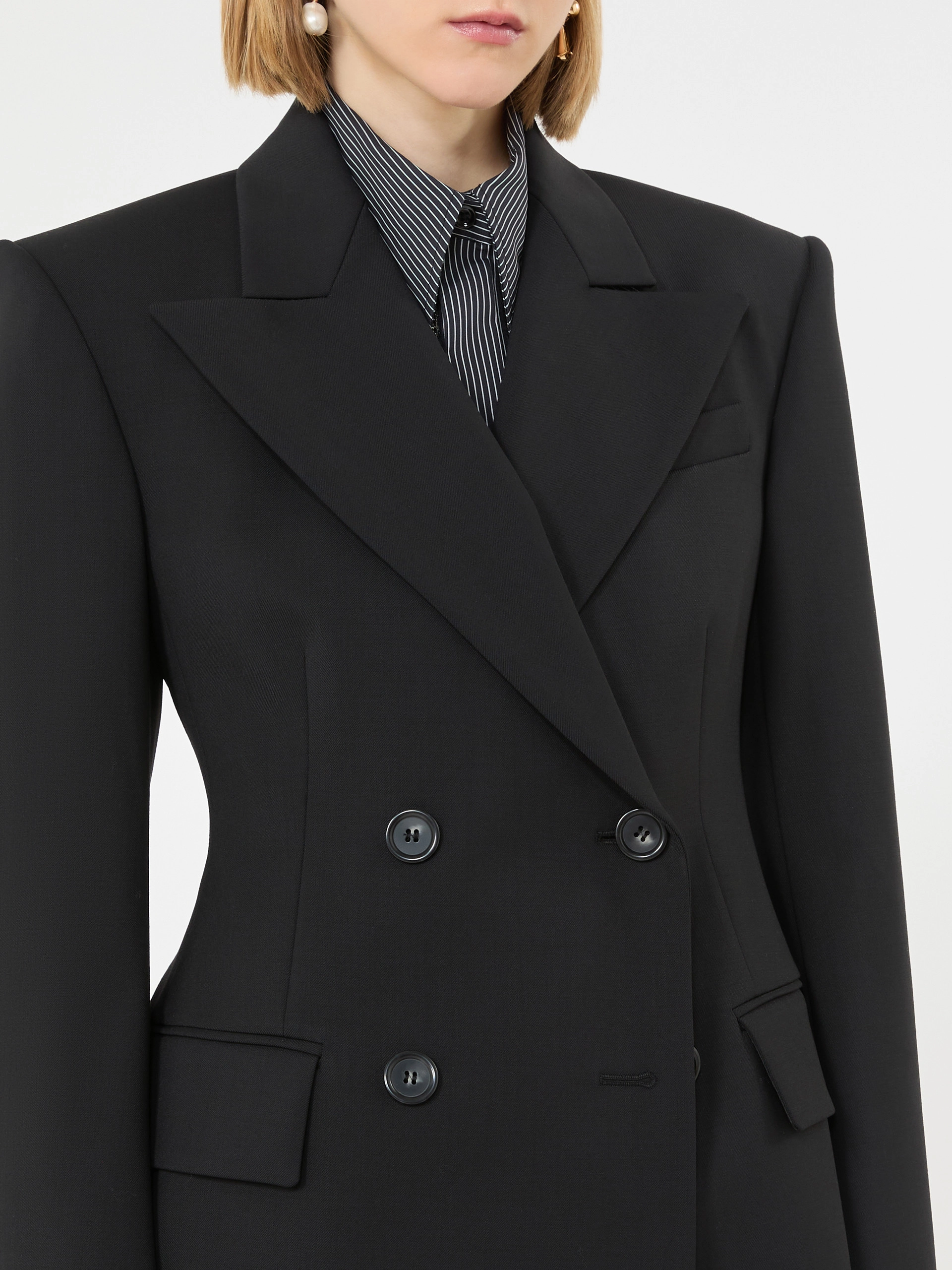 Double-breasted stretch wool blazer - BLACK - Sportmax - 5