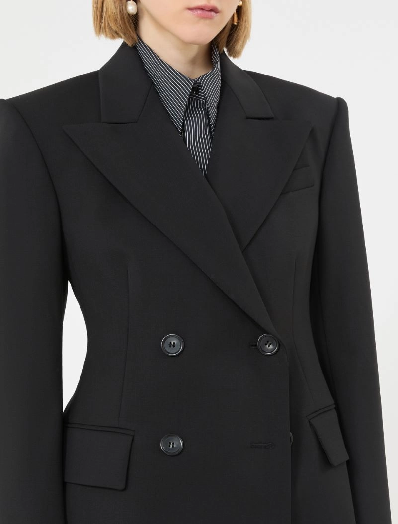 Double-breasted stretch wool blazer - BLACK - Sportmax - 5