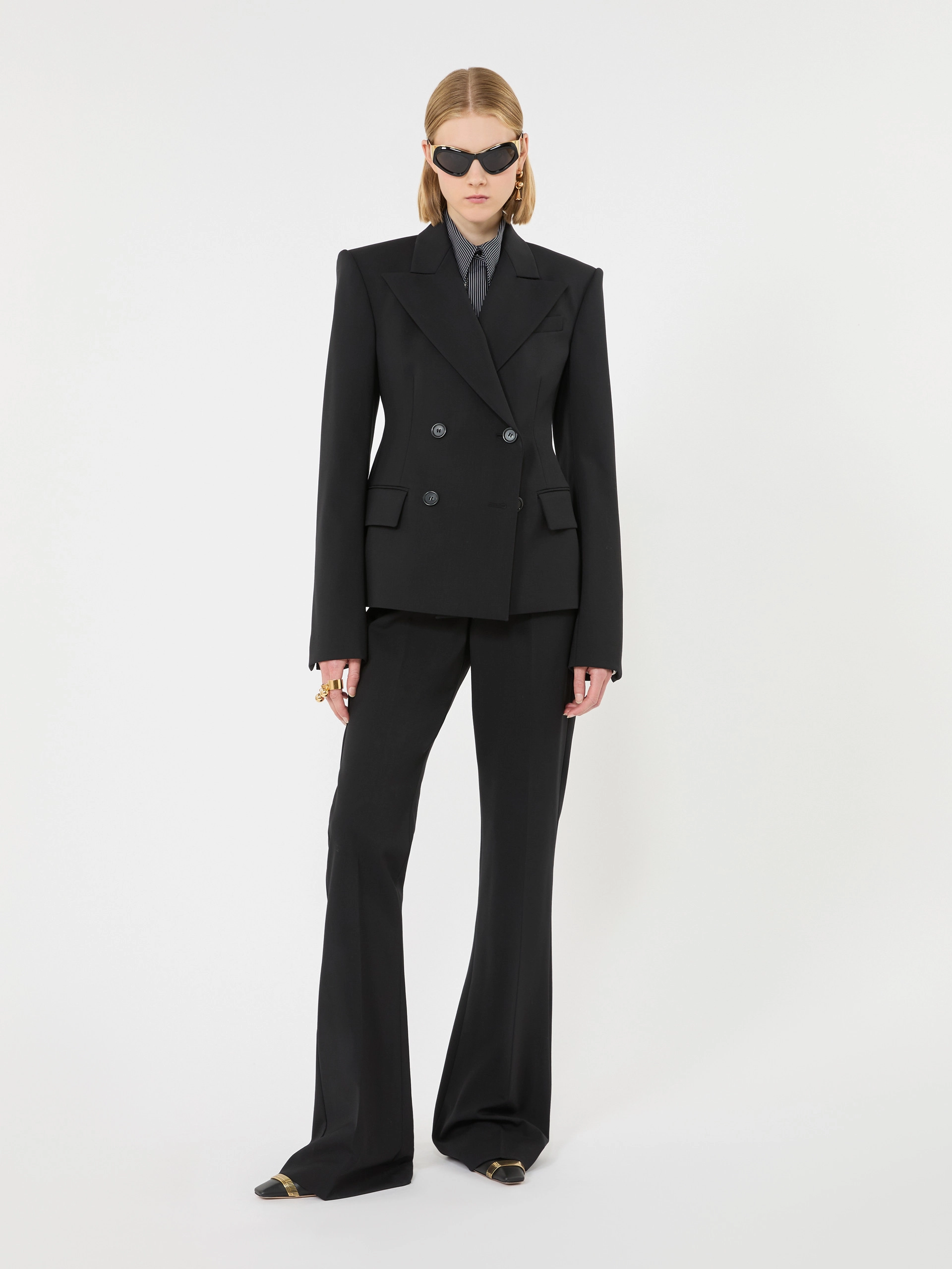 Double-breasted stretch wool blazer - BLACK - Sportmax