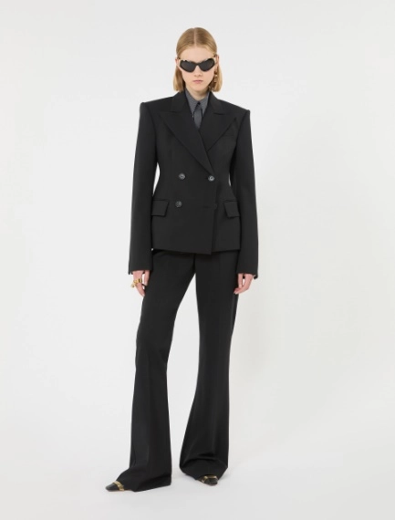 Double-breasted stretch wool blazer - BLACK - Sportmax - 1