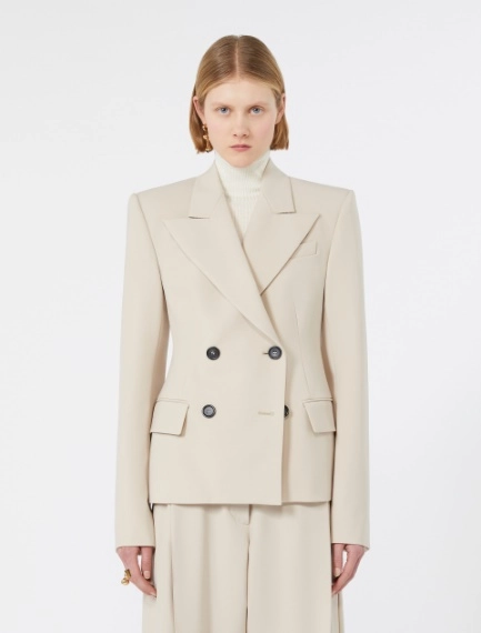 Double-breasted stretch wool blazer - BEIGE - Sportmax - 2