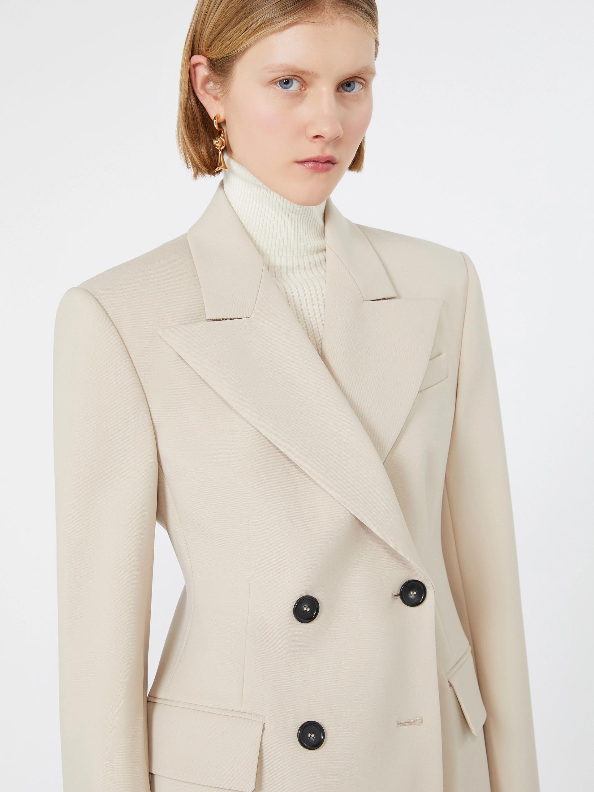 Double-breasted stretch wool blazer - BEIGE - Sportmax - 5