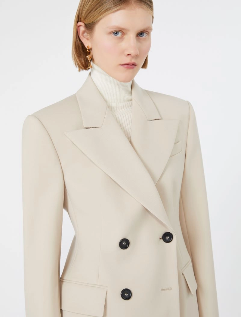 Double-breasted stretch wool blazer - BEIGE - Sportmax - 5
