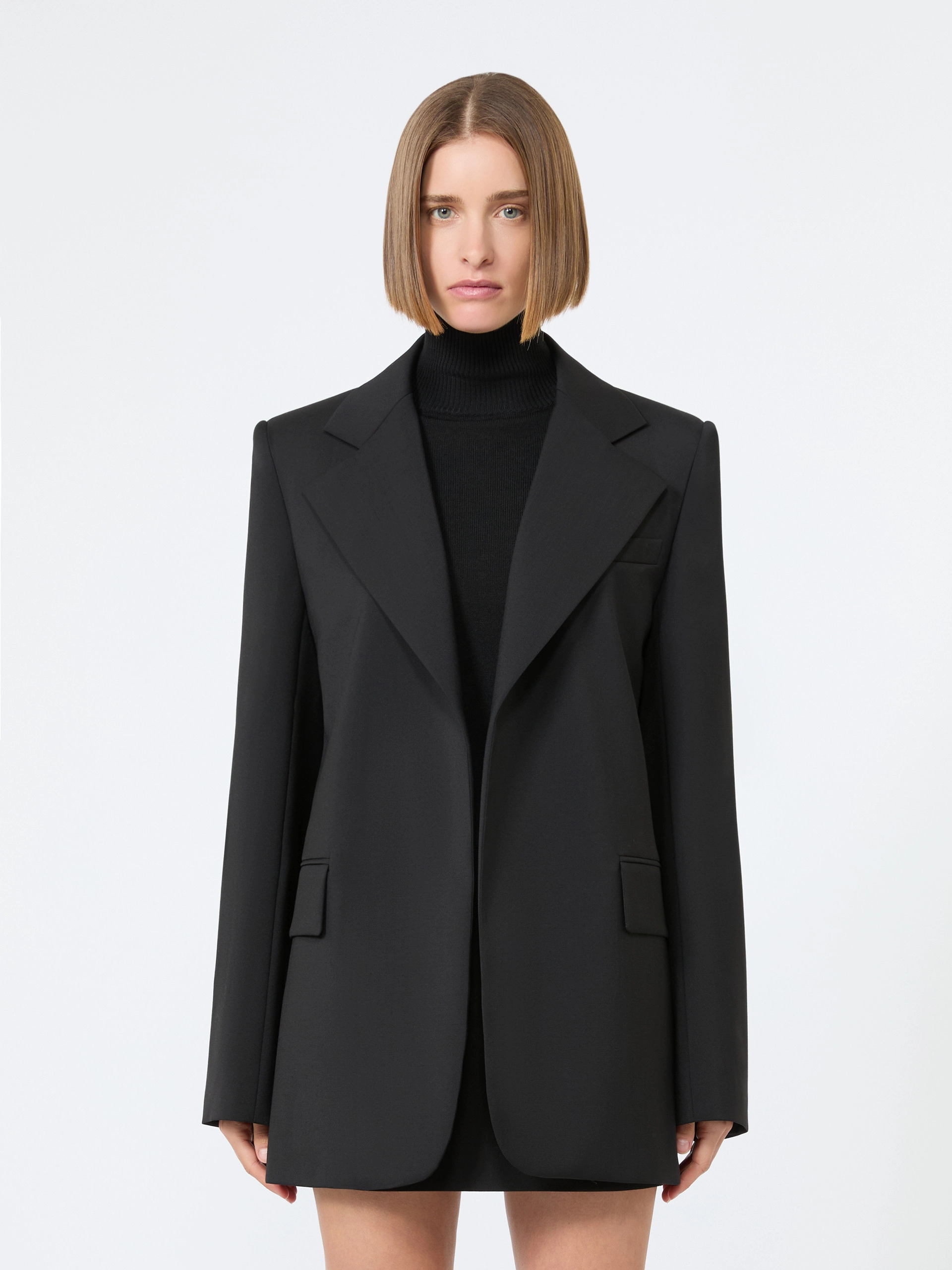 Oversized natural stretch wool blazer - BLACK - Sportmax - 2