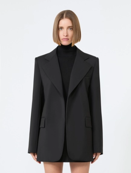 Oversized natural stretch wool blazer - BLACK - Sportmax - 2