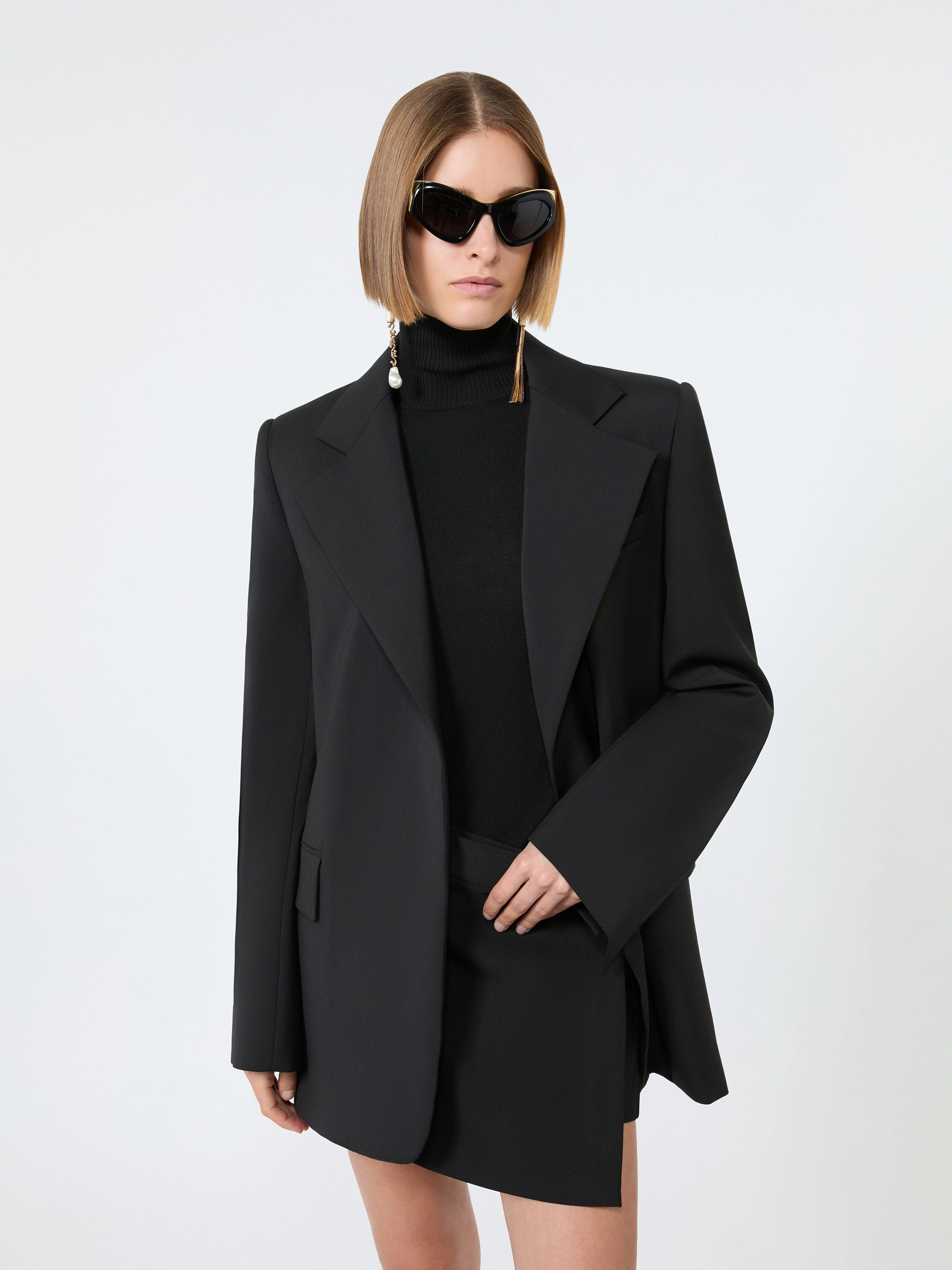 Oversized natural stretch wool blazer - BLACK - Sportmax - 4