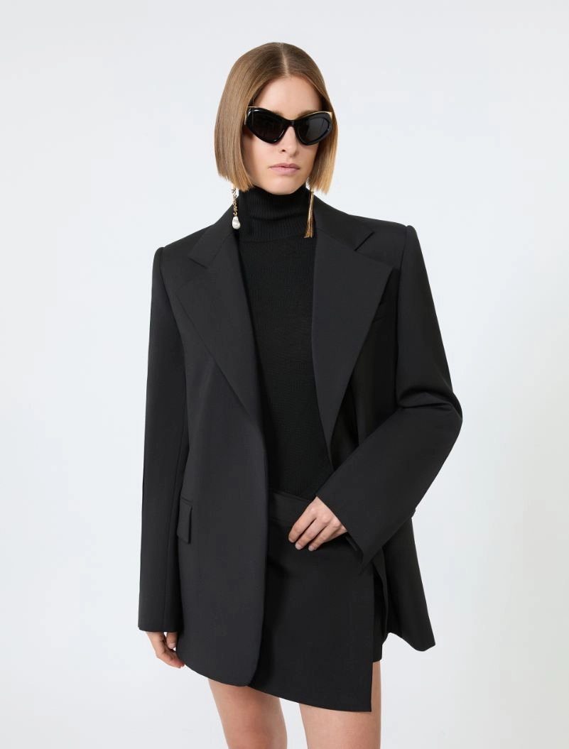 Oversized natural stretch wool blazer - BLACK - Sportmax - 4