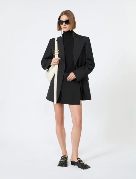 Oversized natural stretch wool blazer - BLACK - Sportmax - 1