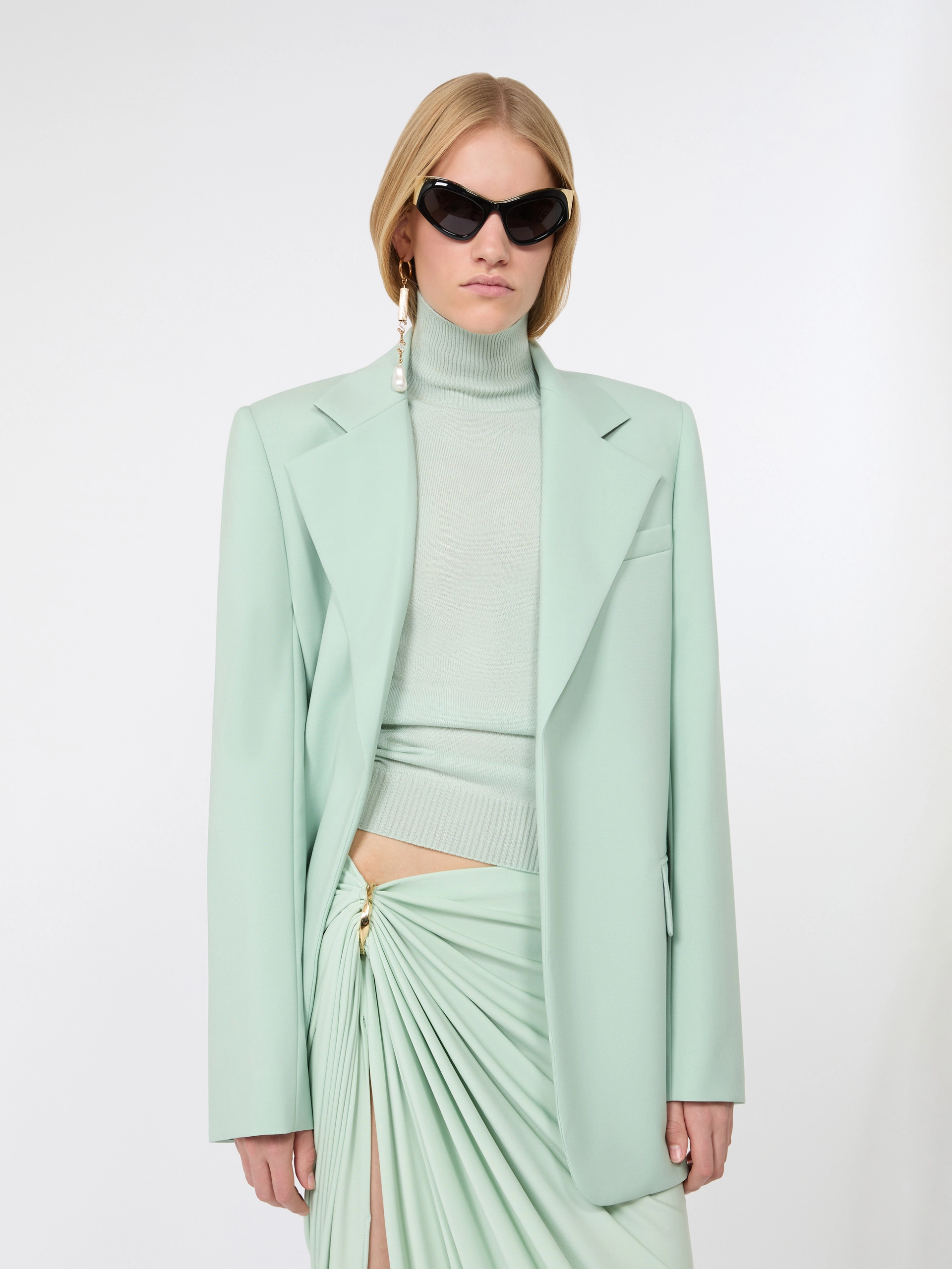 Oversized natural stretch wool blazer - PASTEL GREEN - Sportmax - 4