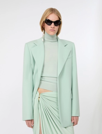 Oversized natural stretch wool blazer - PASTEL GREEN - Sportmax - 4