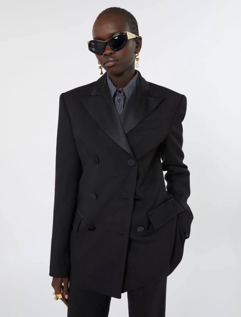 Giacca doppiopetto in lana stretch - NERO - Sportmax - 4