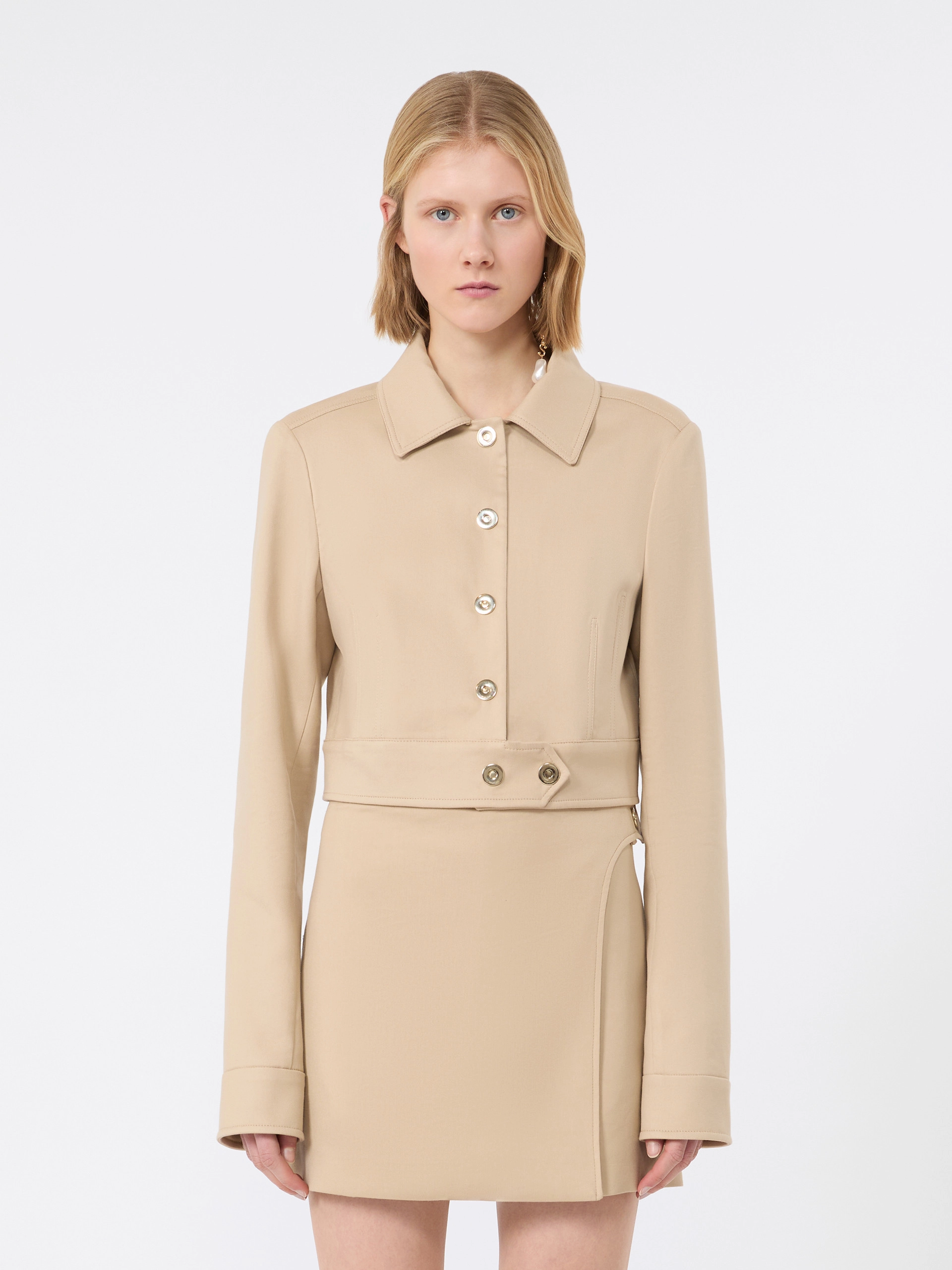 Short jacket in cotton-blend gabardine - BEIGE - Sportmax - 2