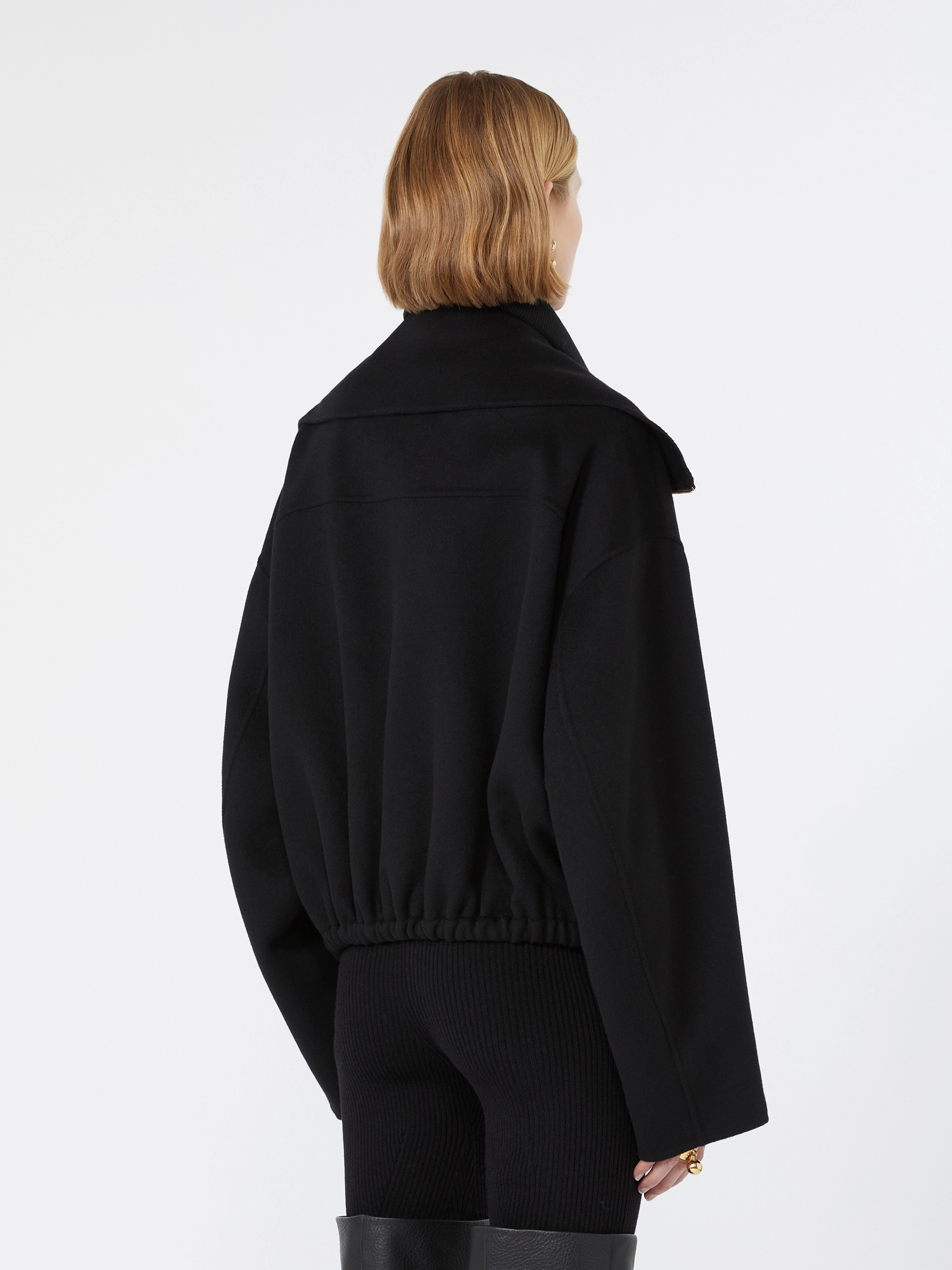 Pure wool bomber jacket with removable bib - BLACK - Sportmax - 3
