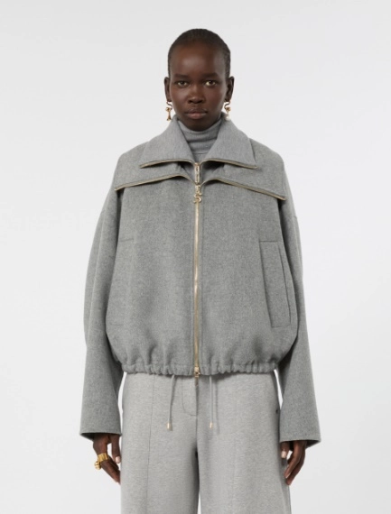 Pure wool bomber jacket with removable bib - MEDIUM GREY - Sportmax - 2