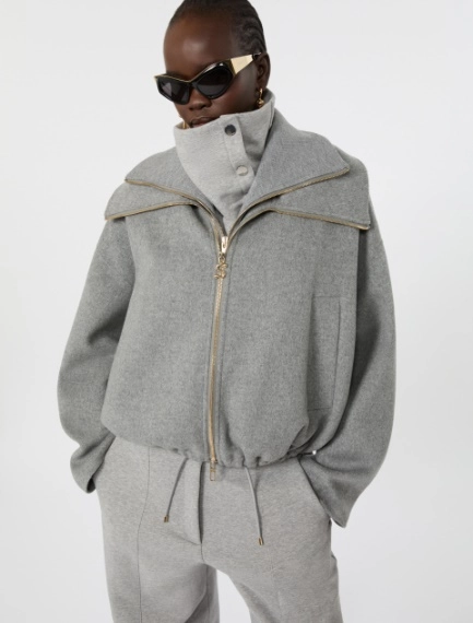 Pure wool bomber jacket with removable bib - MEDIUM GREY - Sportmax - 4