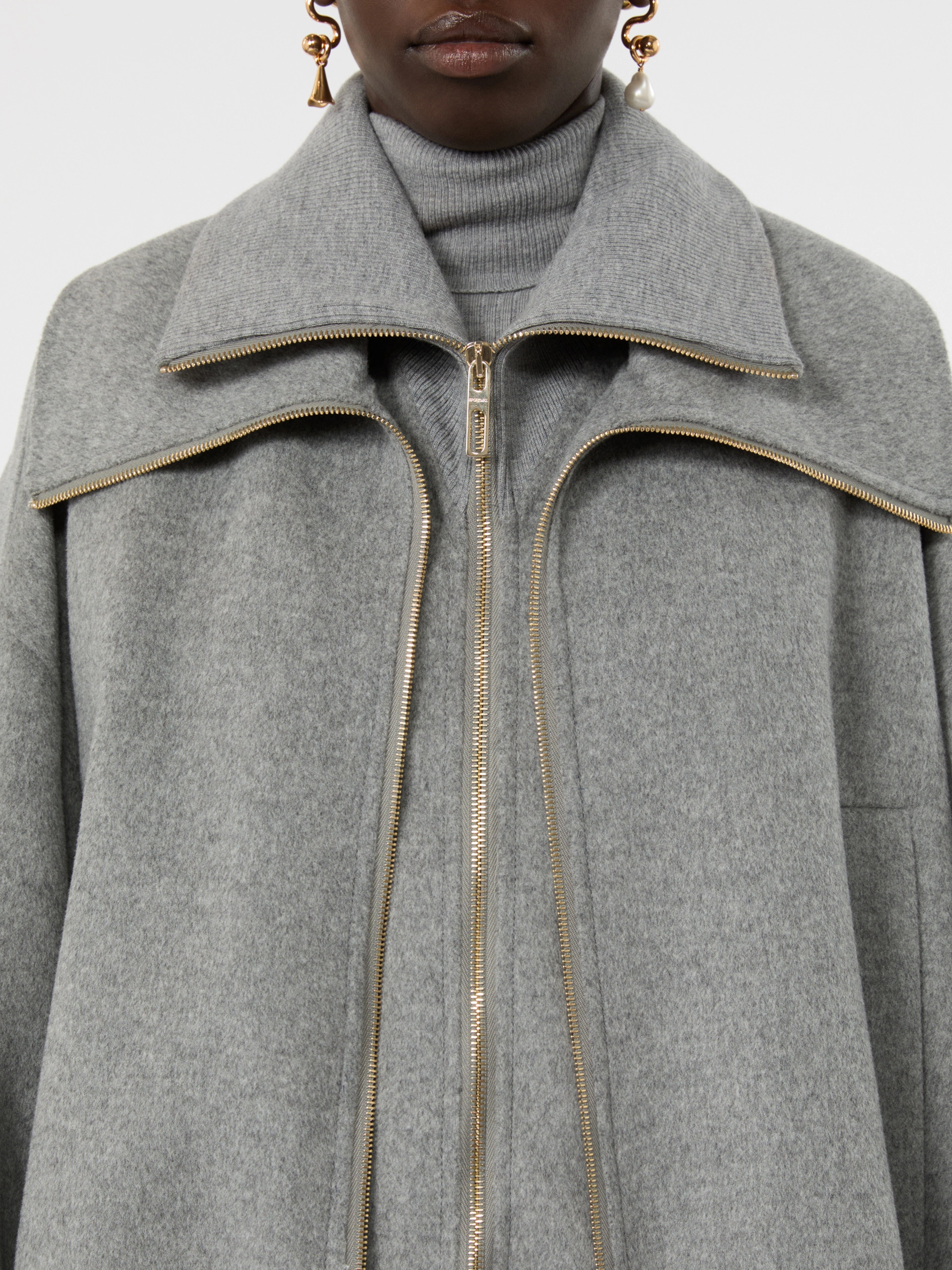 Pure wool bomber jacket with removable bib - MEDIUM GREY - Sportmax - 6