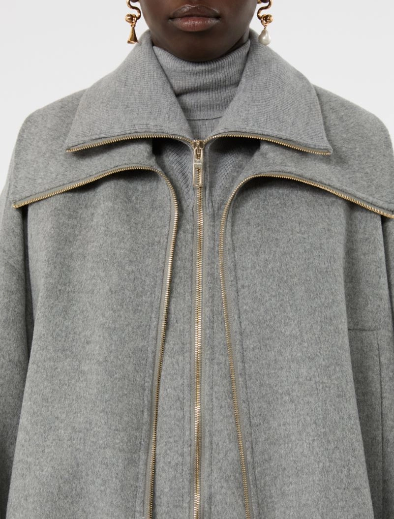 Pure wool bomber jacket with removable bib - MEDIUM GREY - Sportmax - 6