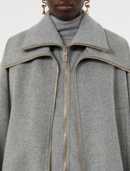 Pure wool bomber jacket with removable bib - MEDIUM GREY - Sportmax - 6