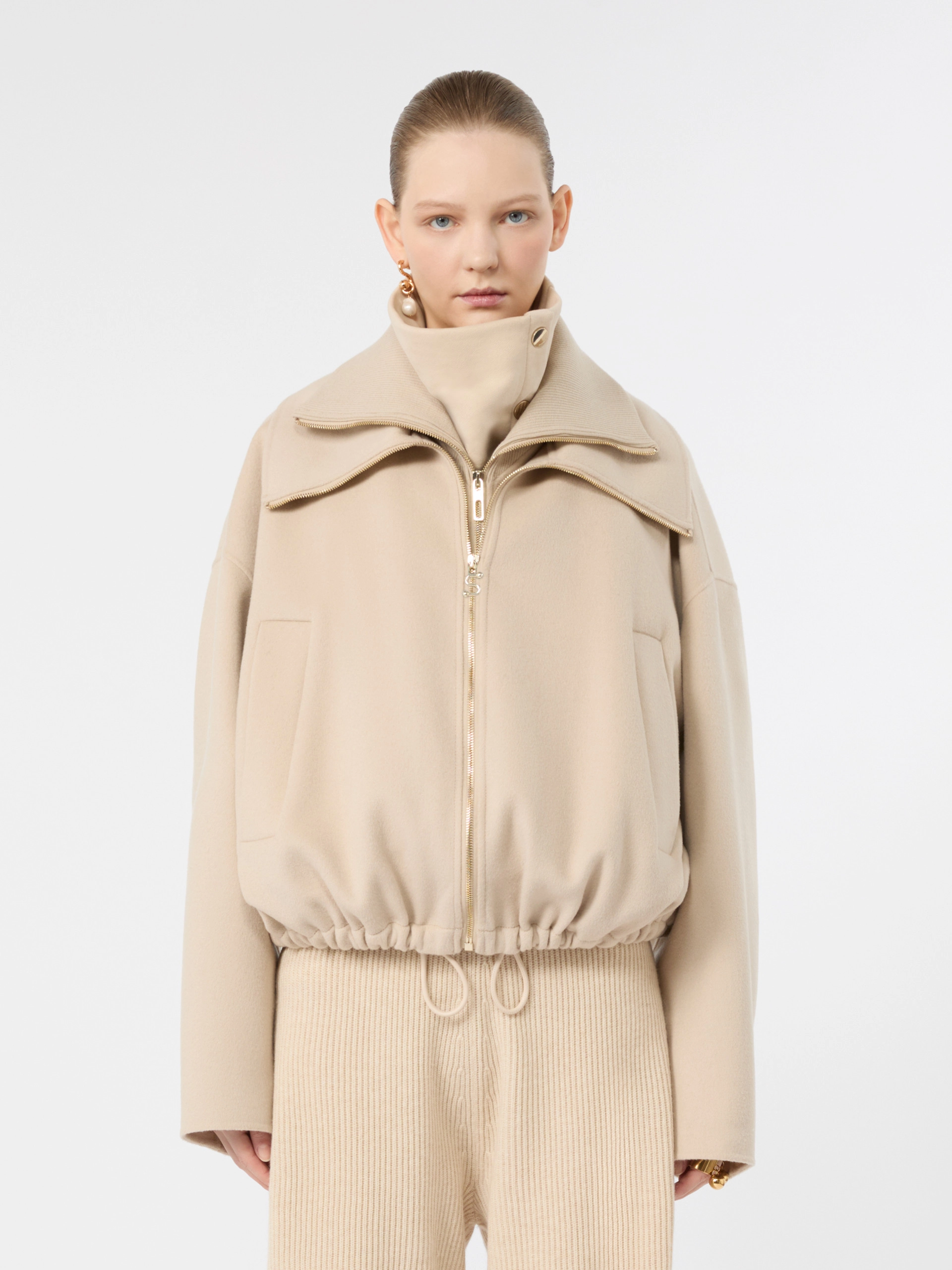 Pure wool bomber jacket with removable bib - BEIGE - Sportmax - 2