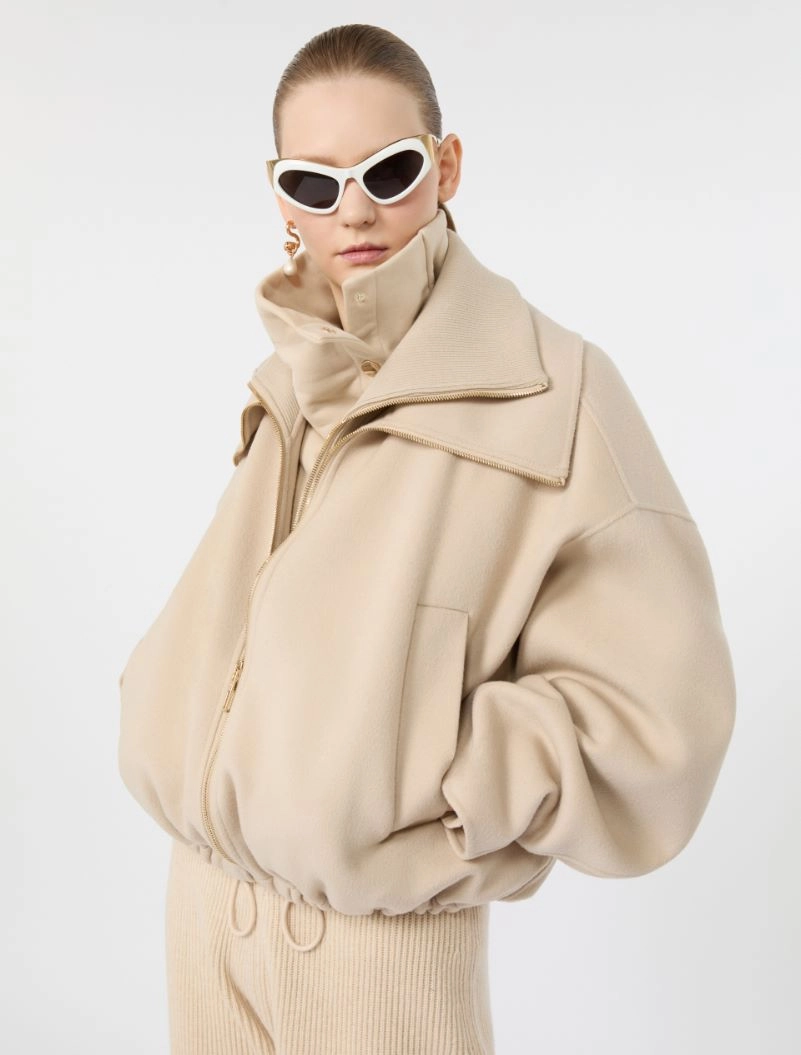 Pure wool bomber jacket with removable bib - BEIGE - Sportmax - 4