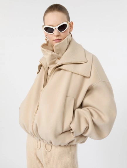 Pure wool bomber jacket with removable bib - BEIGE - Sportmax - 4