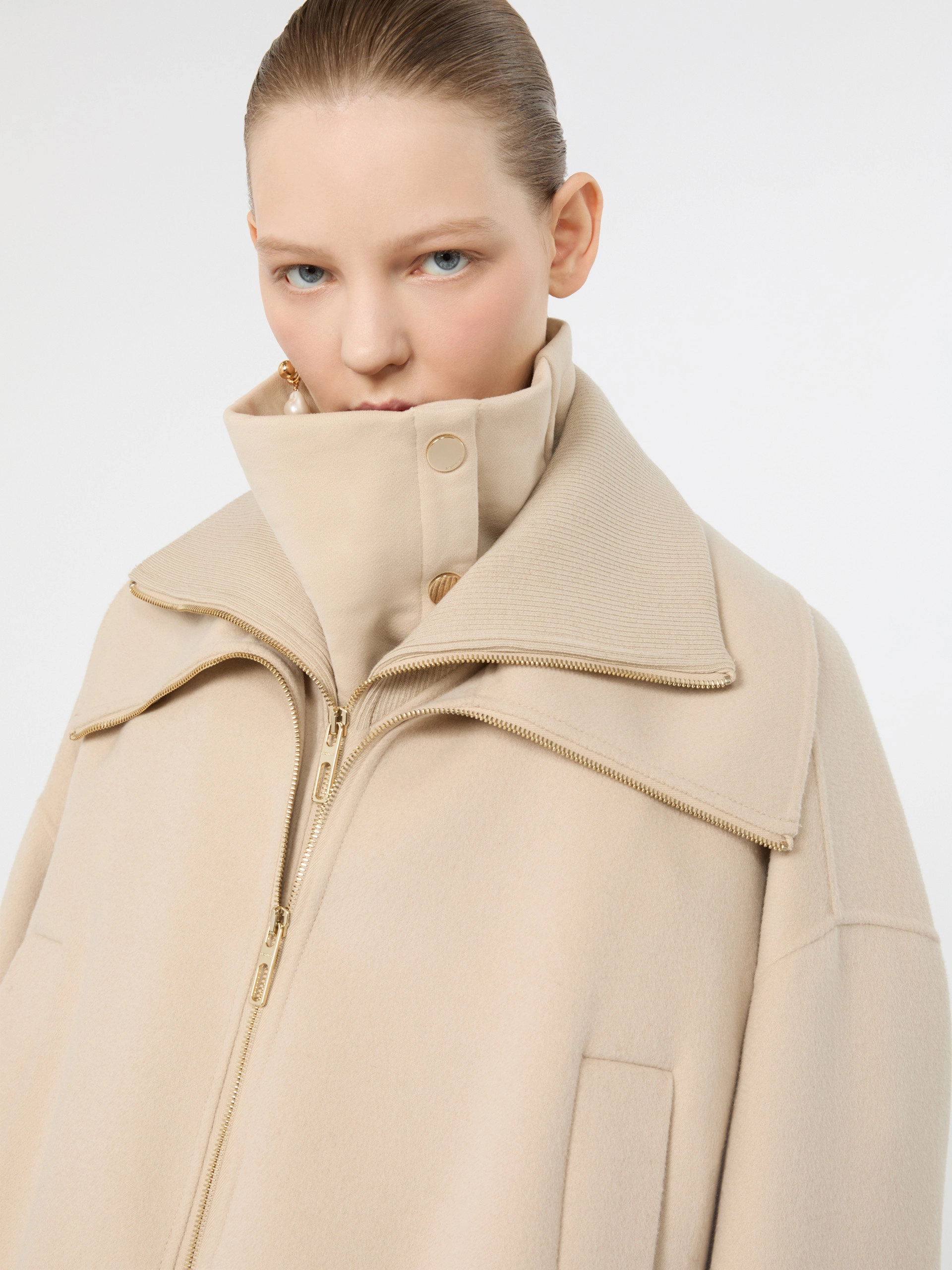 Pure wool bomber jacket with removable bib - BEIGE - Sportmax - 5