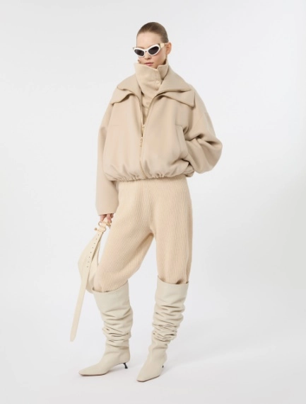 Pure wool bomber jacket with removable bib - BEIGE - Sportmax - 1
