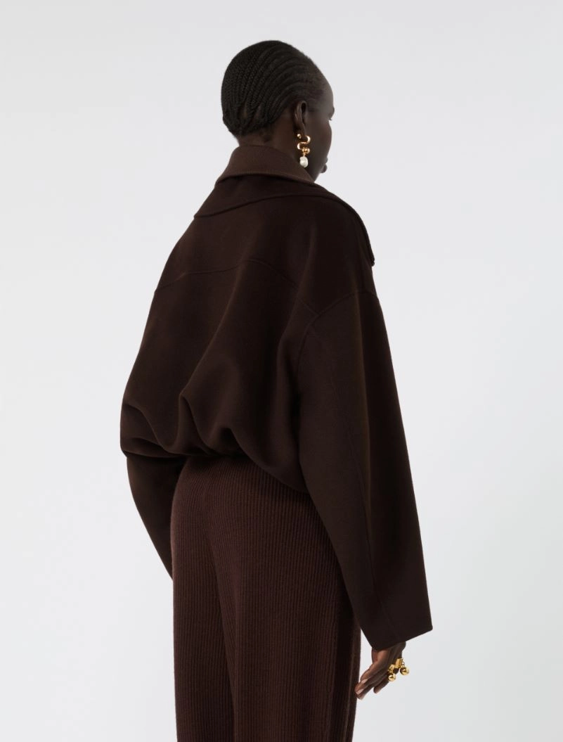 Pure wool bomber jacket with removable bib - CHOCOLATE - Sportmax - 3