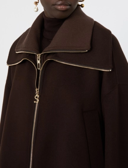 Pure wool bomber jacket with removable bib - CHOCOLATE - Sportmax - 5