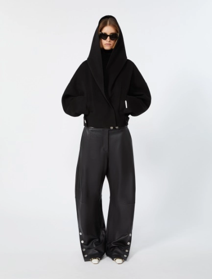 Oversized pure wool double fabric jacket - BLACK - Sportmax