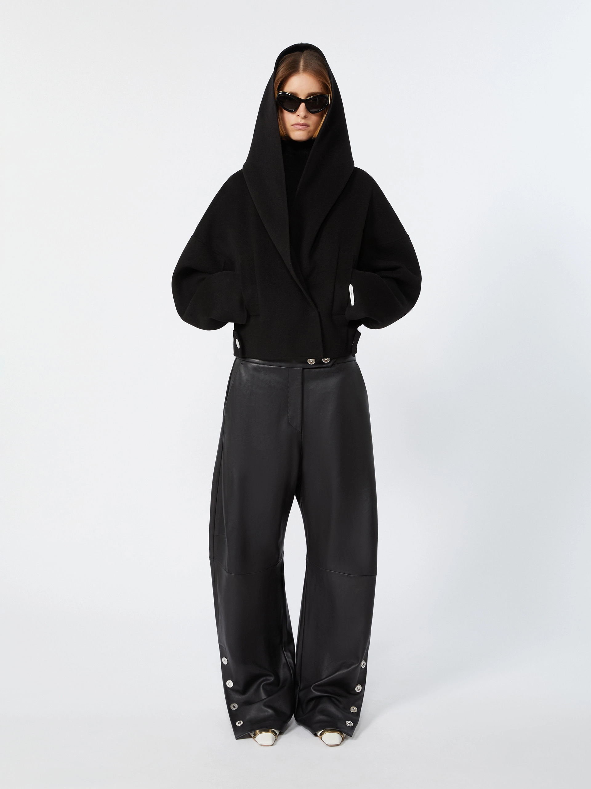 Oversized pure wool double fabric jacket - BLACK - Sportmax