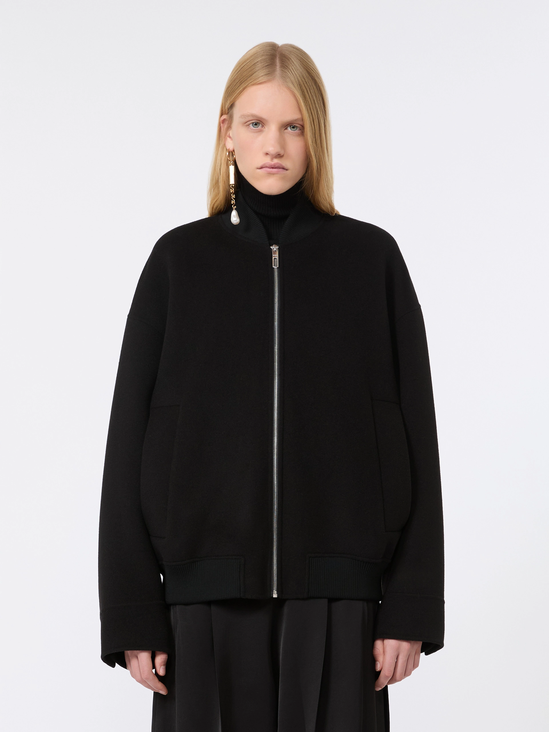 Double-faced pure wool bomber jacket - BLACK - Sportmax - 2