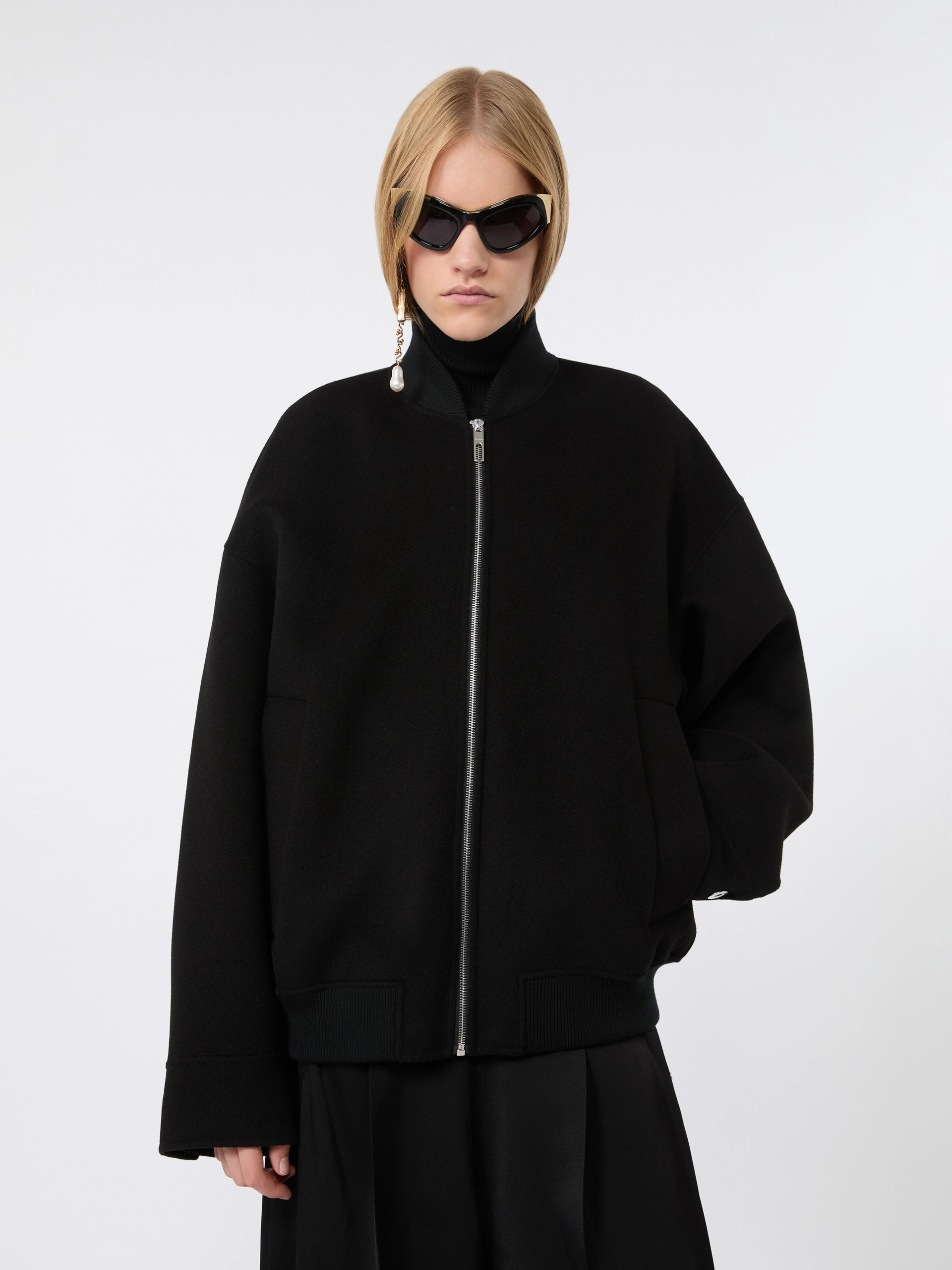 Double-faced pure wool bomber jacket - BLACK - Sportmax - 4