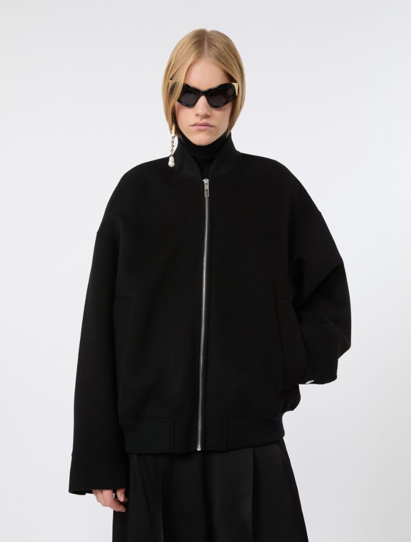 Double-faced pure wool bomber jacket - BLACK - Sportmax - 4