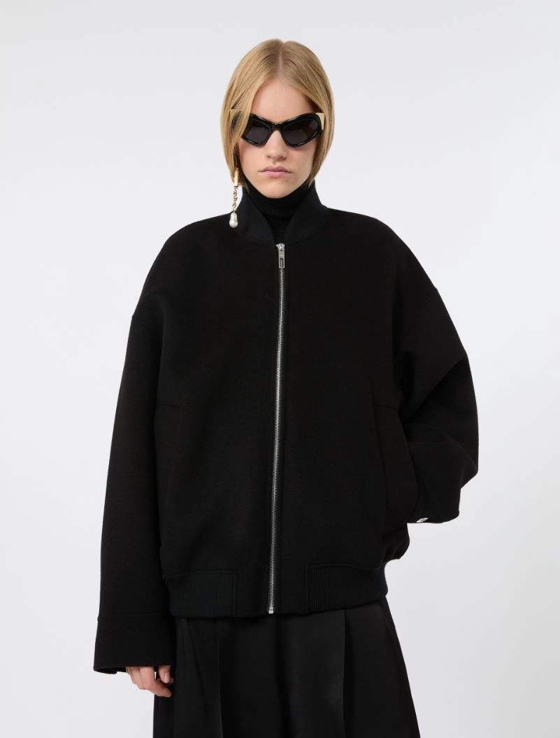 Double-faced pure wool bomber jacket - BLACK - Sportmax - 4