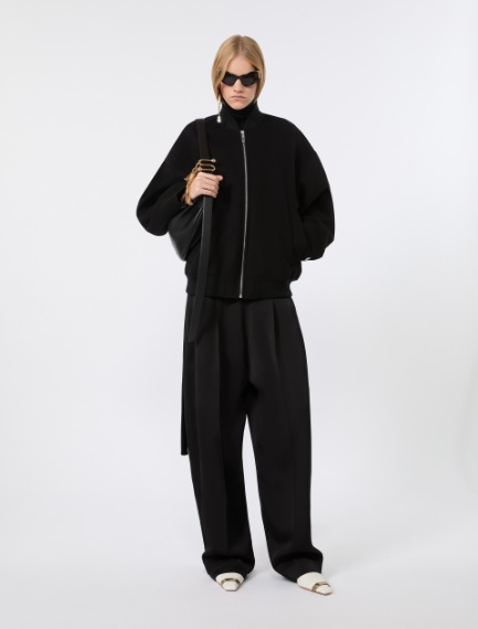 Double-faced pure wool bomber jacket - BLACK - Sportmax