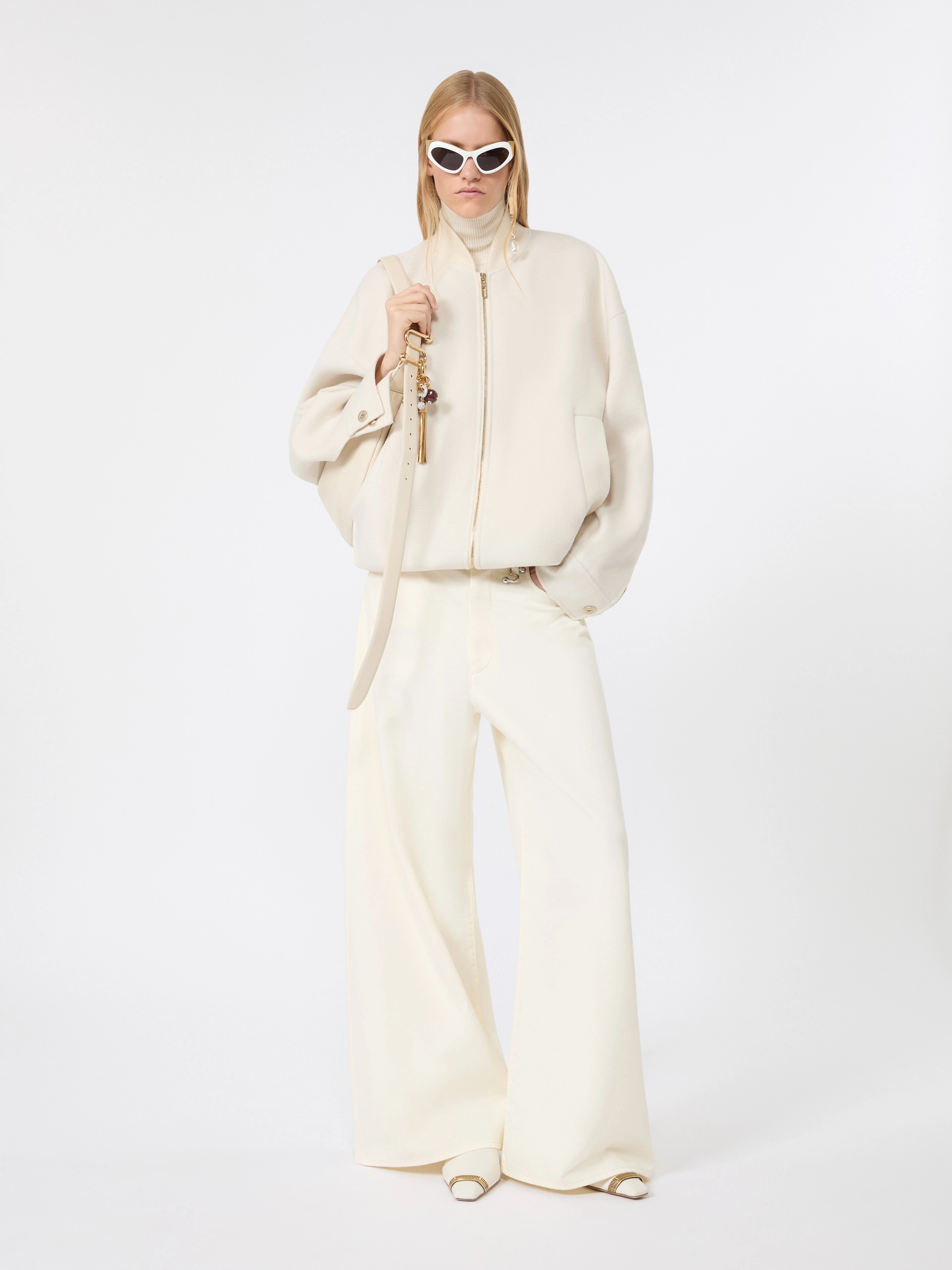 Double-faced pure wool bomber jacket - WHITE - Sportmax