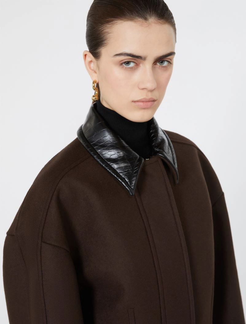 Boxy pure wool jacket - CHOCOLATE - Sportmax - 5