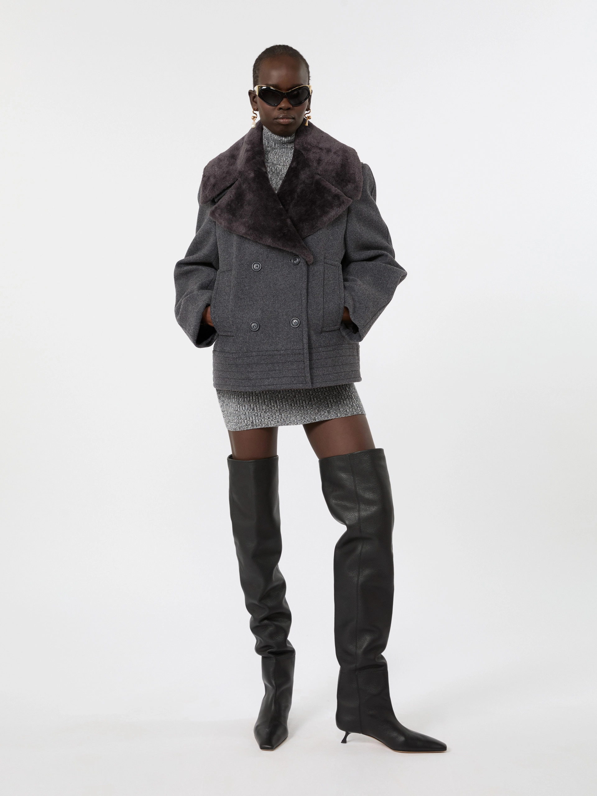 Pure wool pea coat - BLACK - Sportmax