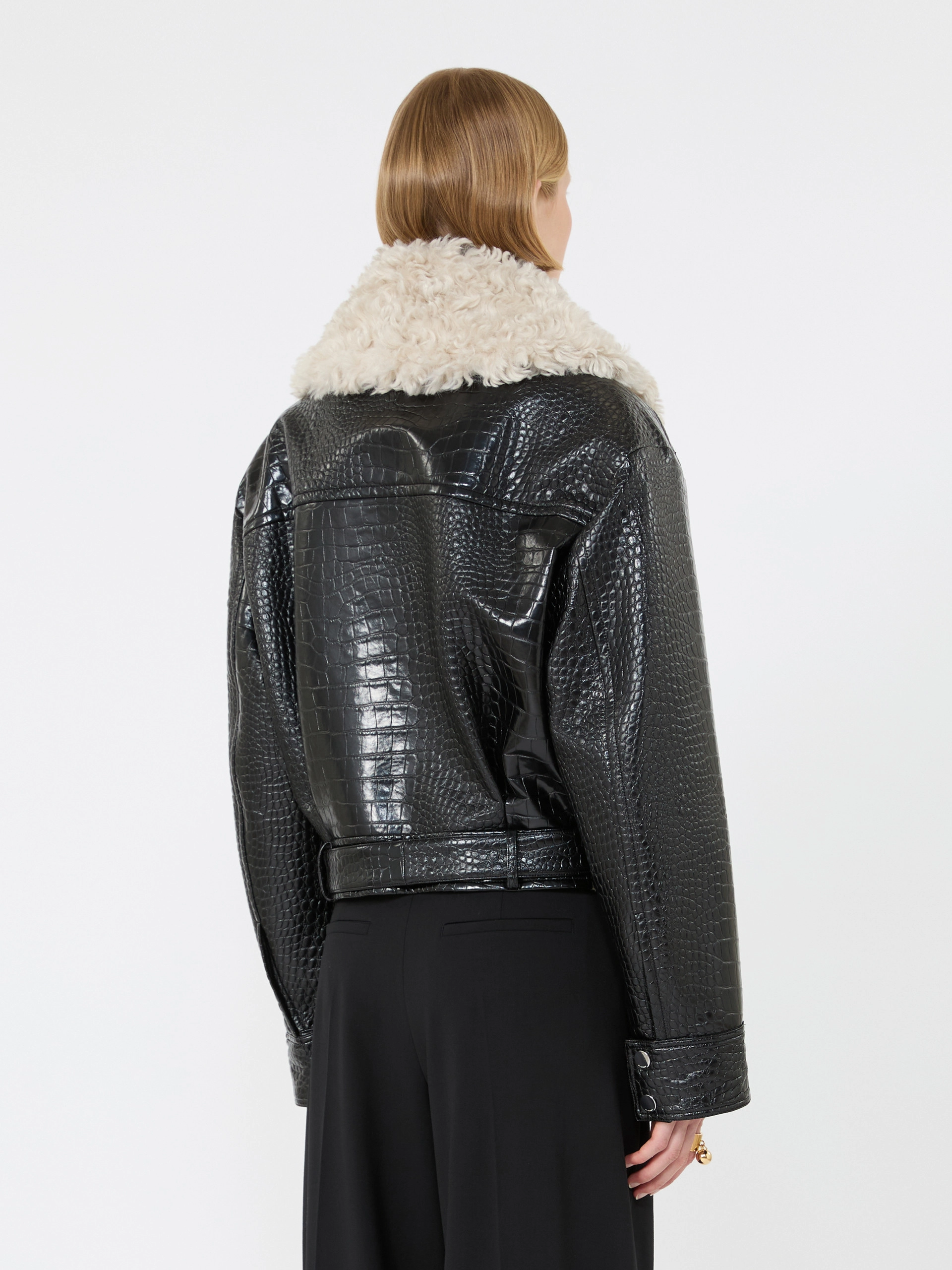 Patent leather biker jacket - BLACK - Sportmax - 3