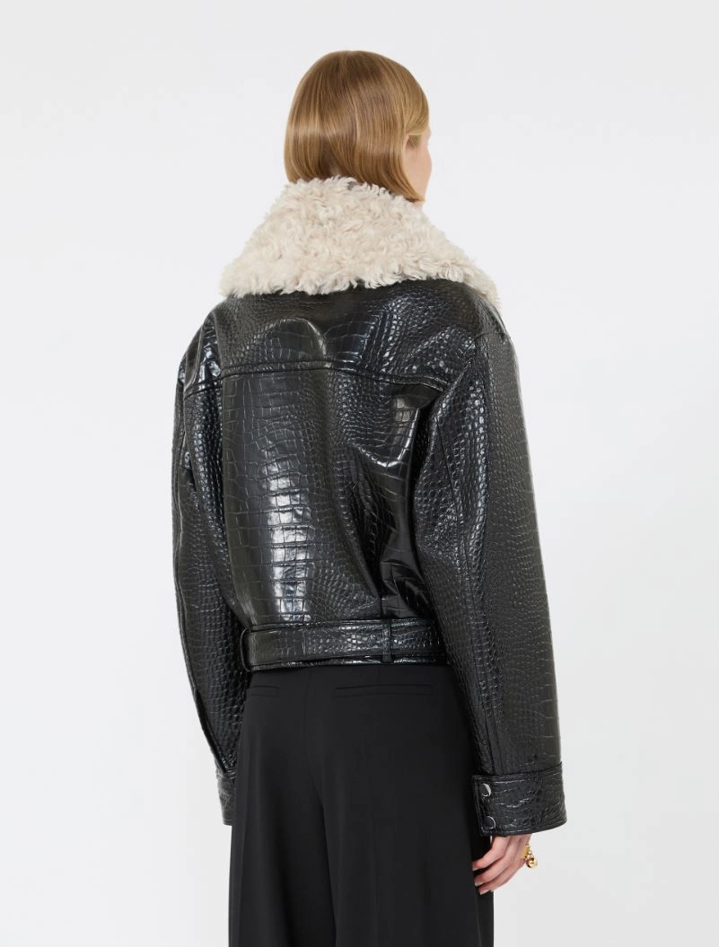 Patent leather biker jacket - BLACK - Sportmax - 3