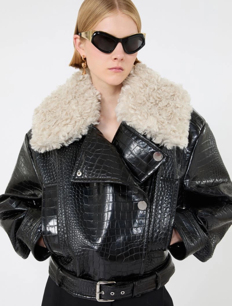 Patent leather biker jacket - BLACK - Sportmax - 4