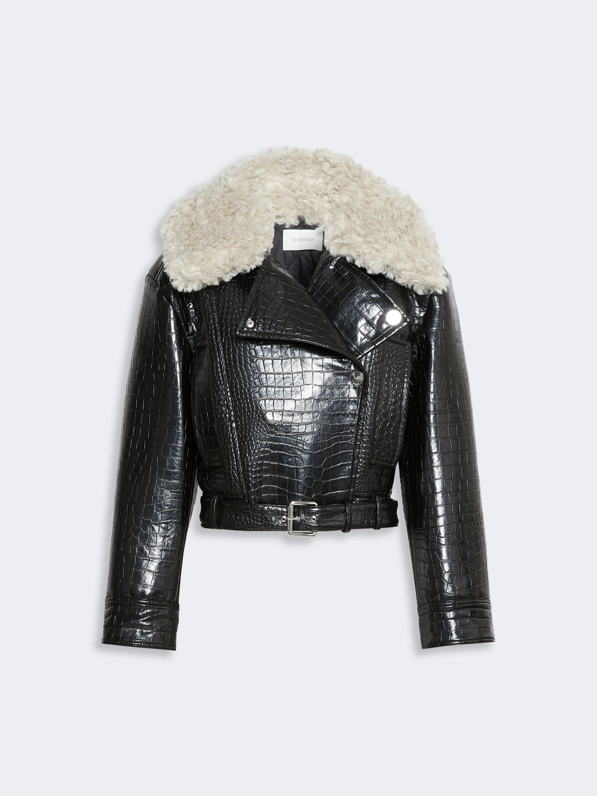 Patent leather biker jacket - BLACK - Sportmax - 7