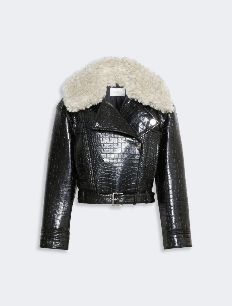Patent leather biker jacket - BLACK - Sportmax - 7
