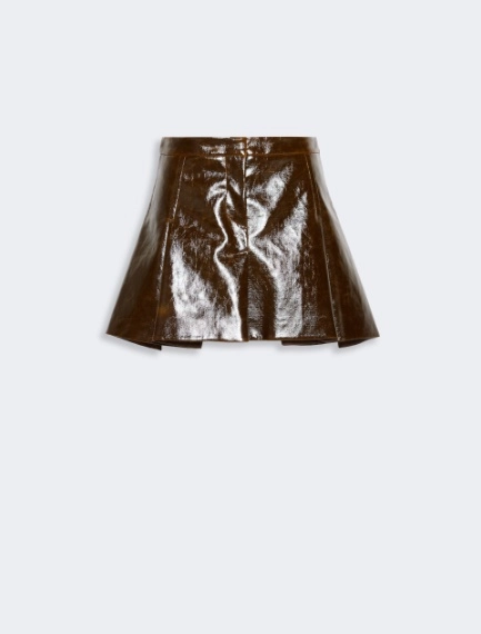 Mini gonna in fustagno spalmato con effetto invecchiato - MARRONE - Sportmax - 5