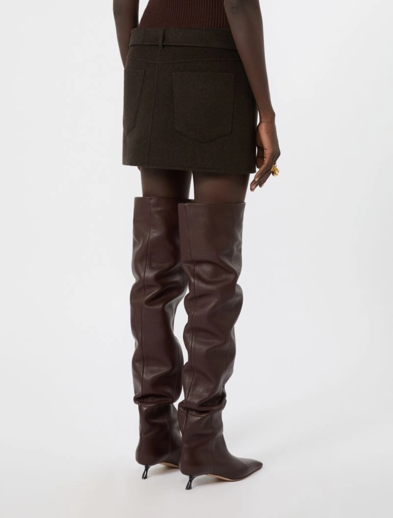 Short pure wool skirt - CHOCOLATE - Sportmax - 3