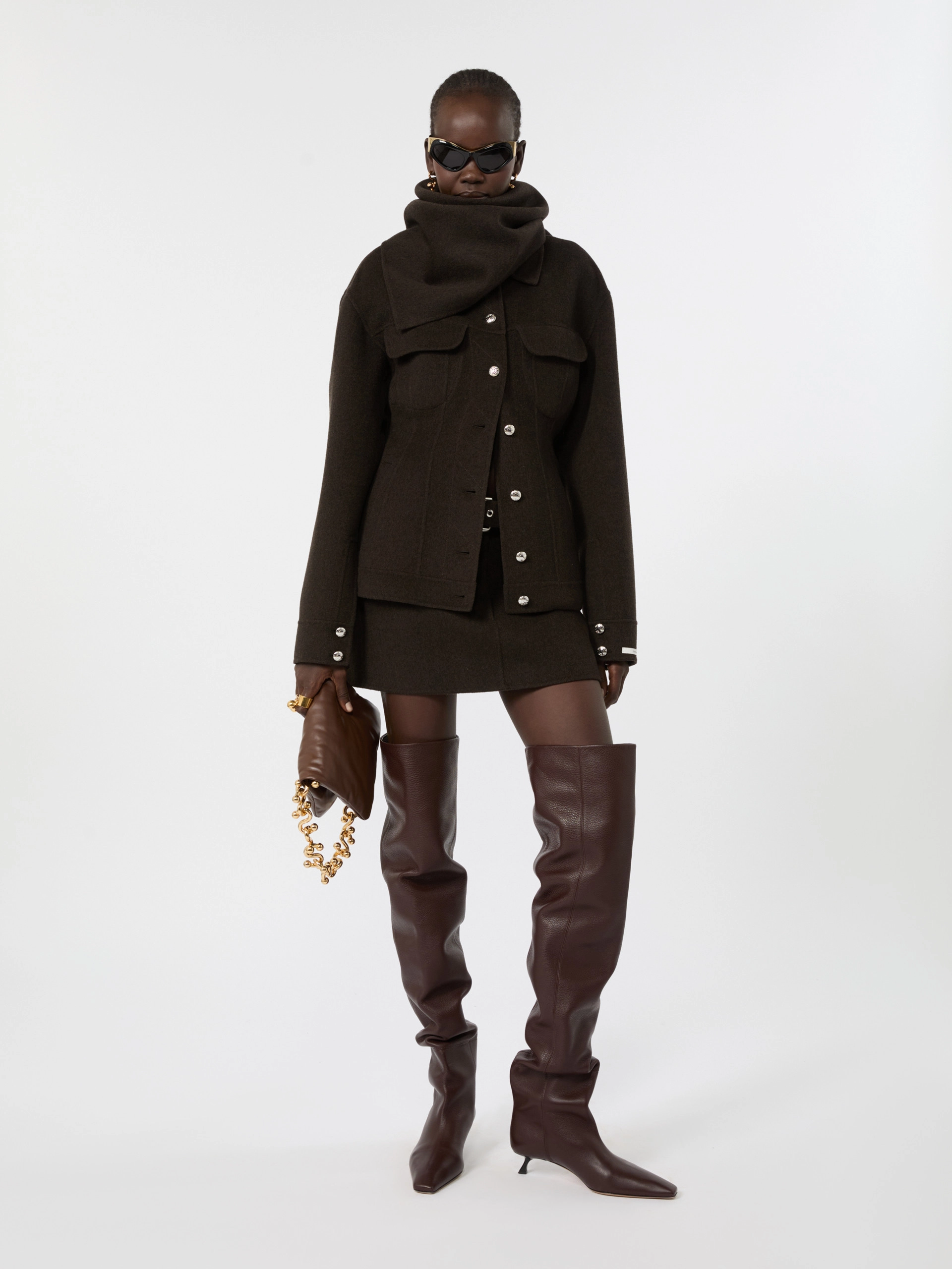 Short pure wool skirt - CHOCOLATE - Sportmax