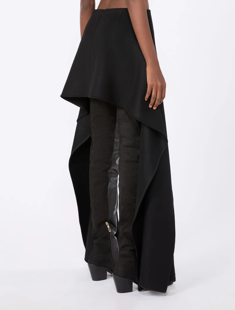 Draped wool mini skirt - BLACK - Sportmax - 3