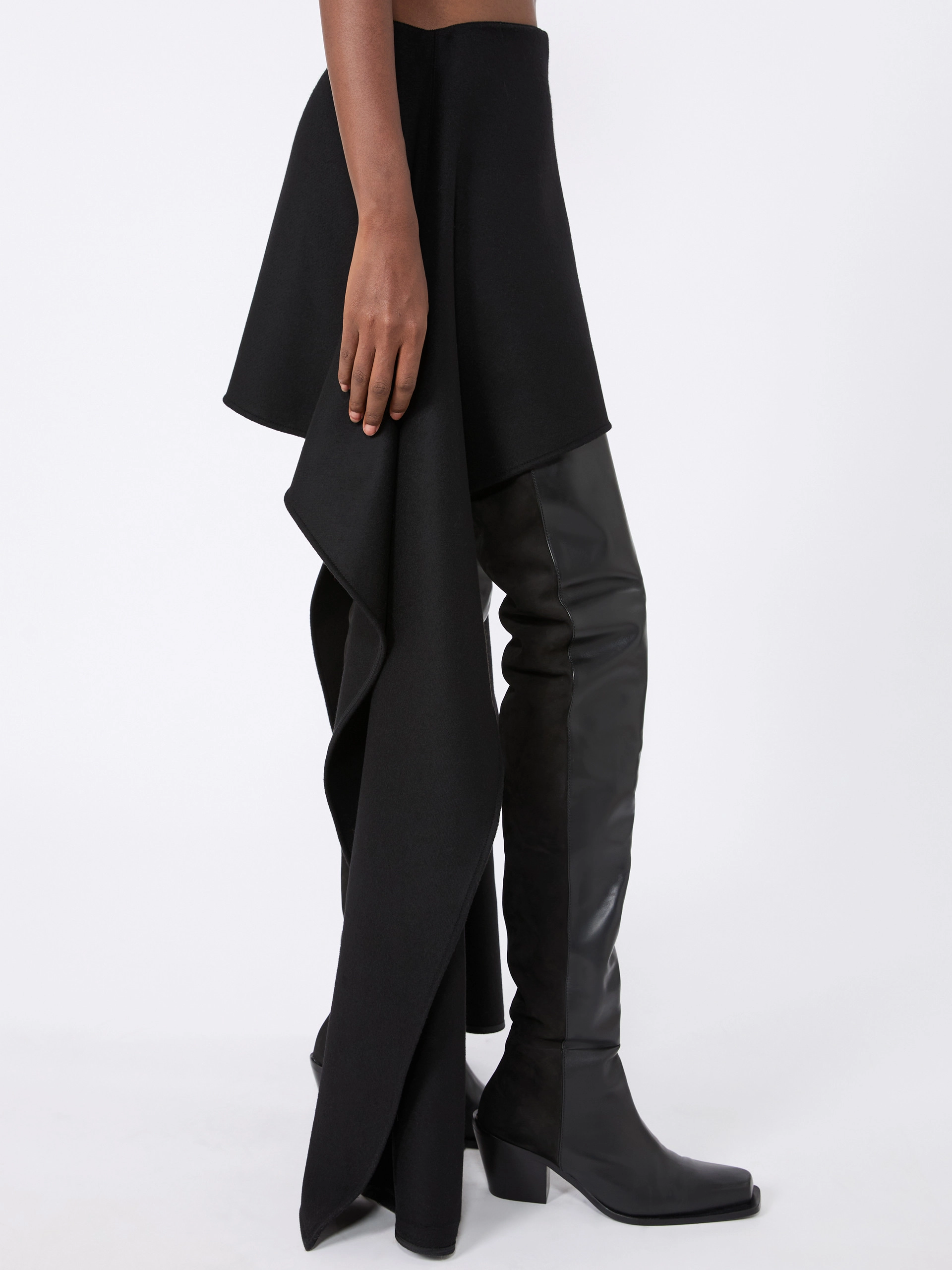 Draped wool mini skirt - BLACK - Sportmax - 4