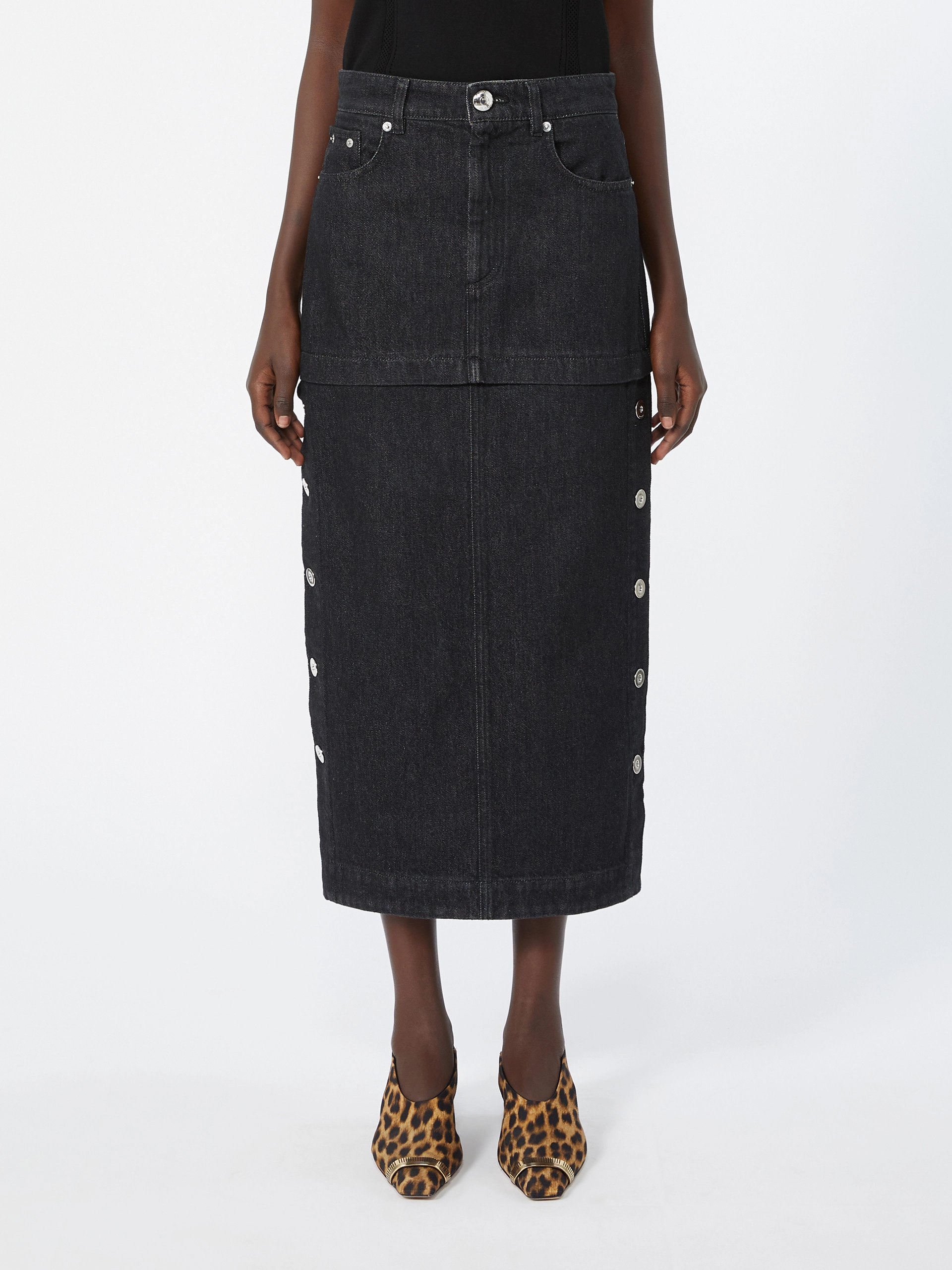 Straight-fit denim skirt - BLACK - Sportmax - 2